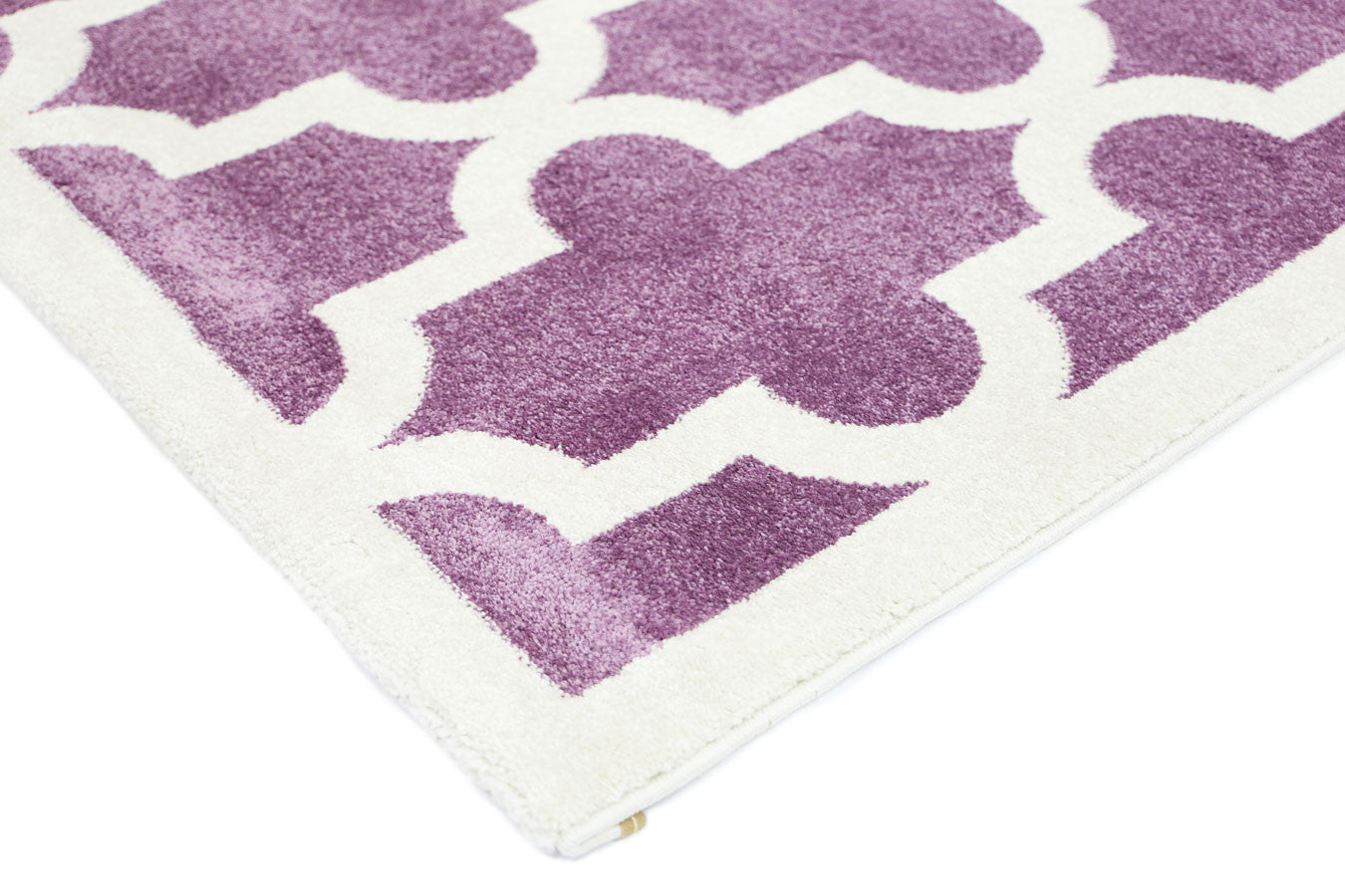 Kids Rug in Piccolo Style with Violet, Pink and White Lattice Pattern