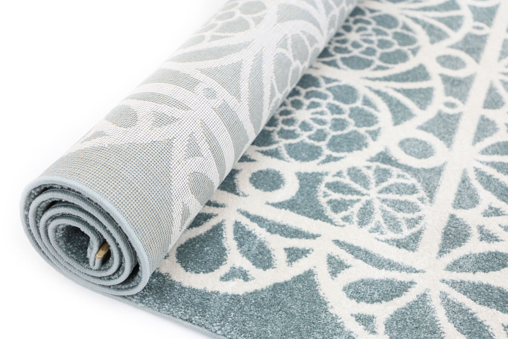 Piccolo Aqua White Doily-style Kids Rugs - Soft, Washable & Ideal for Imaginative Play