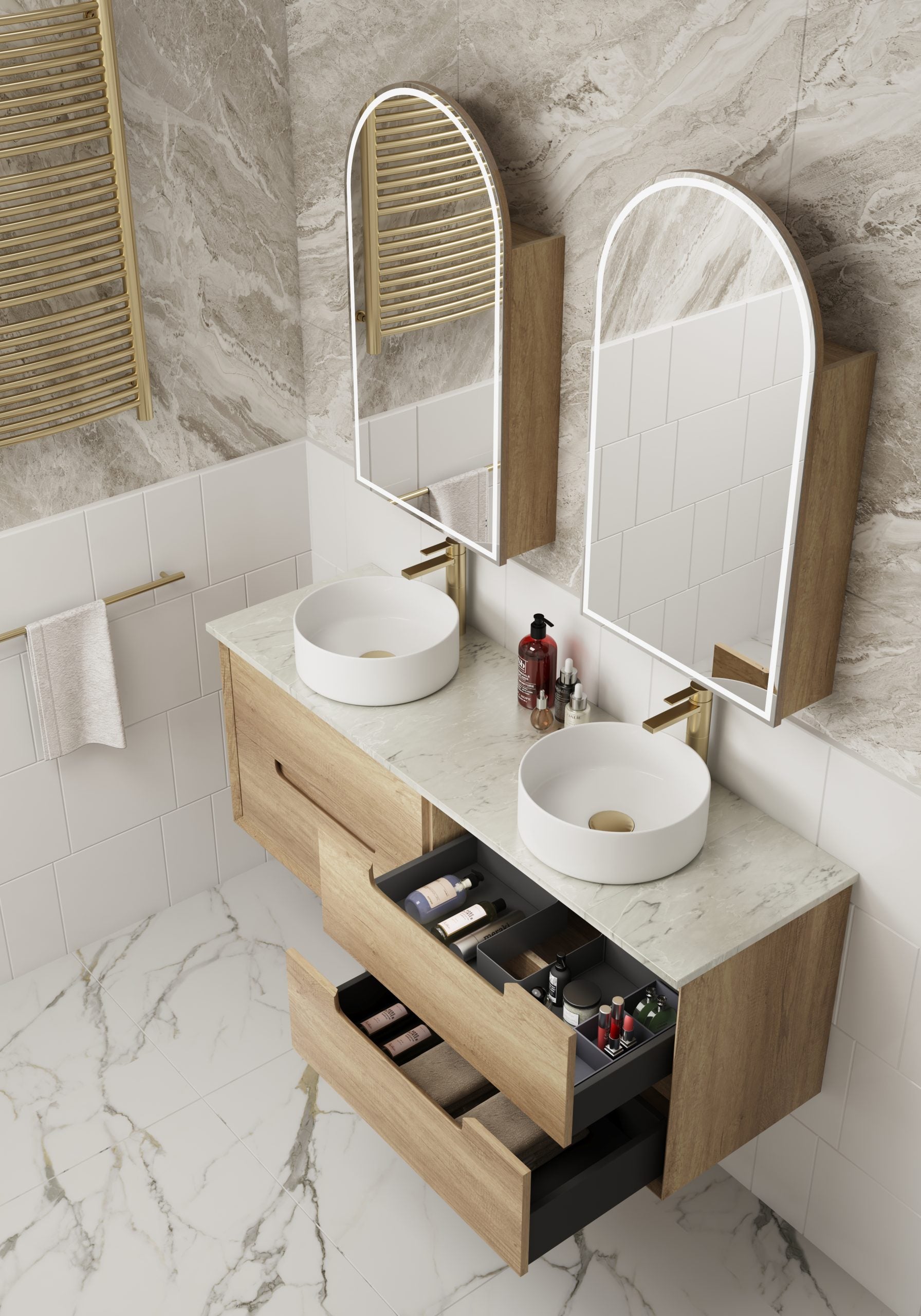 Hot Sale! Moreno Wall - Hung Bathroom Vanity in Natural Oak, Available in All Sizes