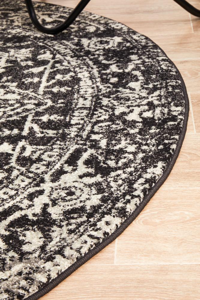 Hot Deal! Evoke Charcoal Round Transitional Rug