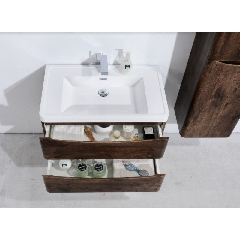 900mm ANCONA Wall - Hung Vanity in Elegant Rose Wood