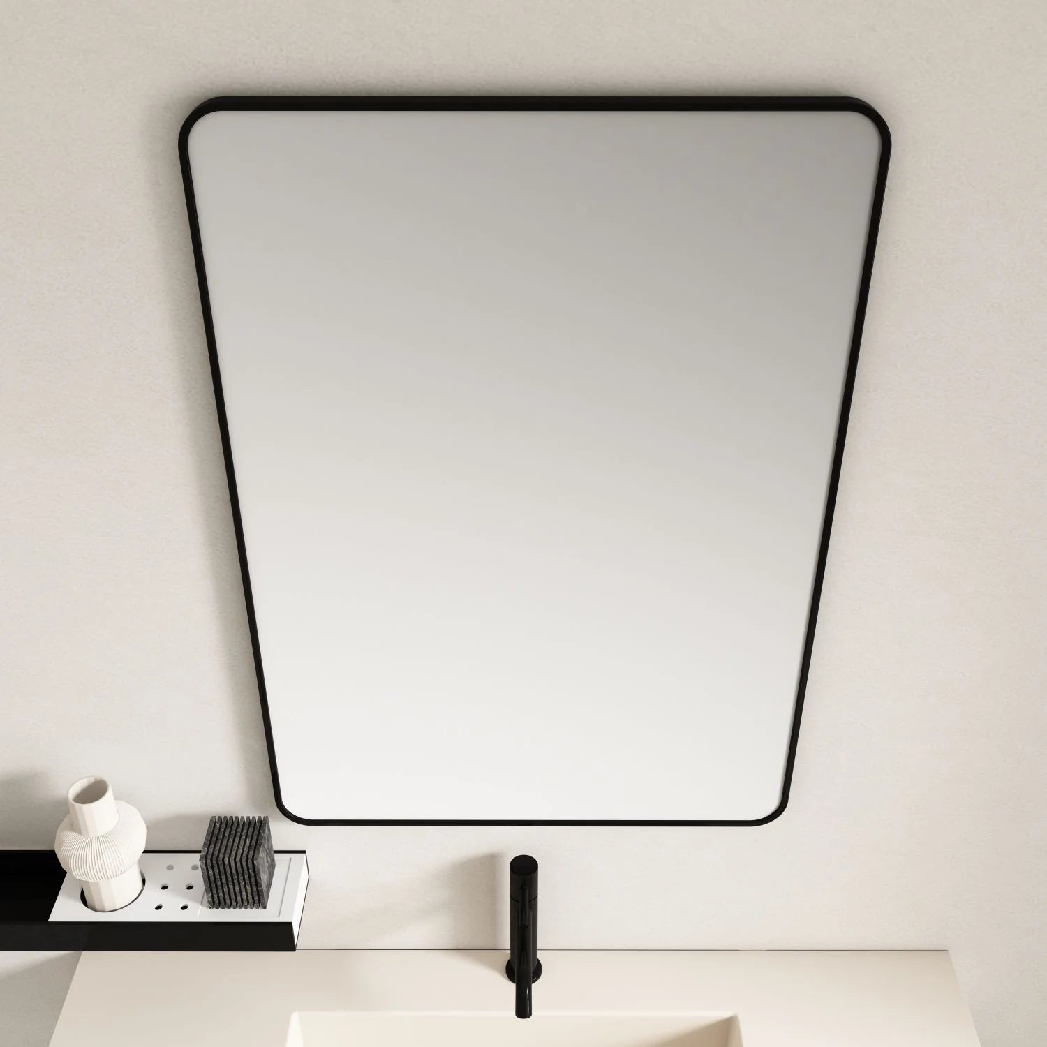 900x750mm Matte Black Aluminum Framed Contemporary Rectangular Mirror