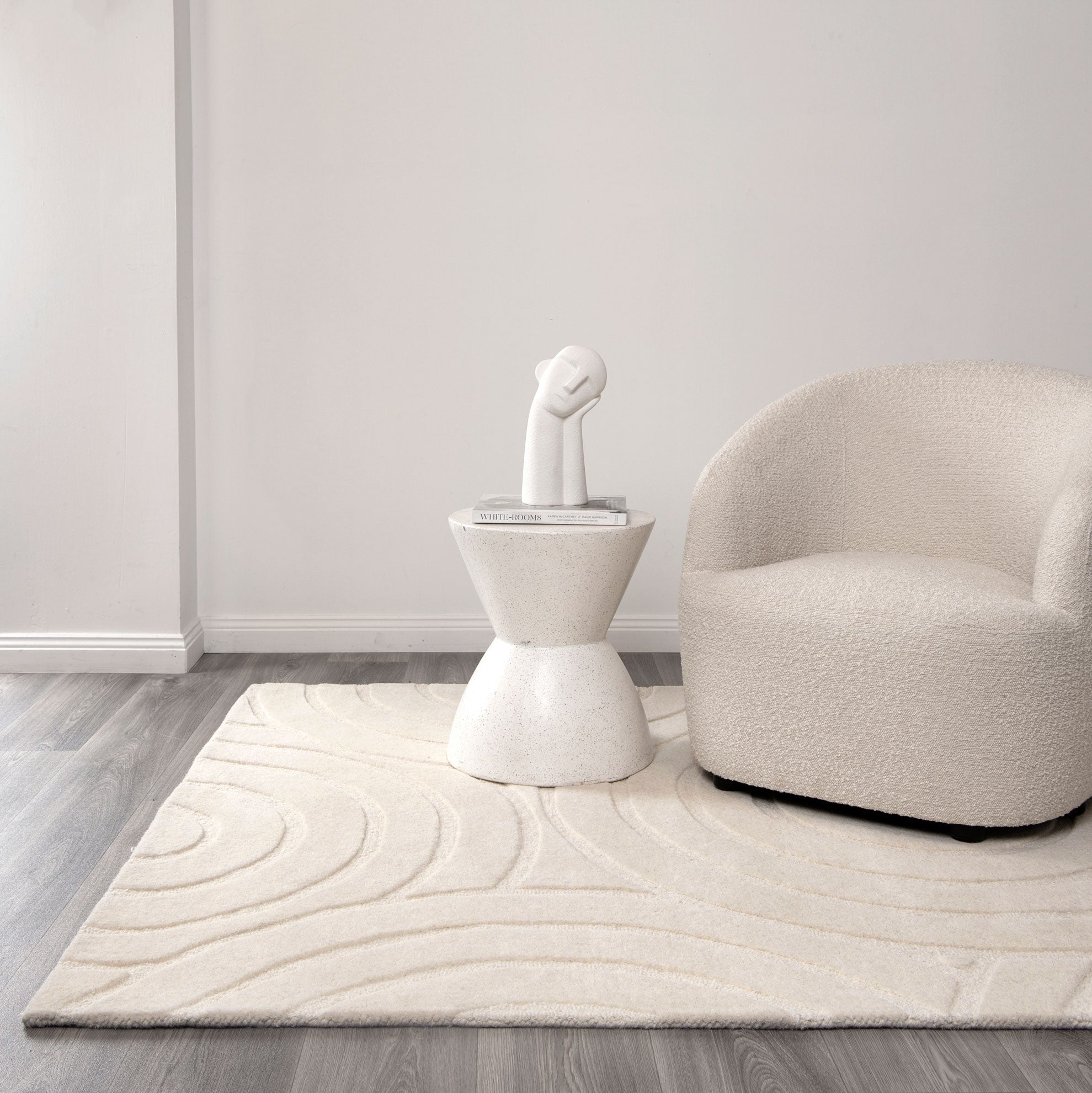 Exclusive Les Nomades Ellipse Cream Wool Rug for Modern Interior Decor