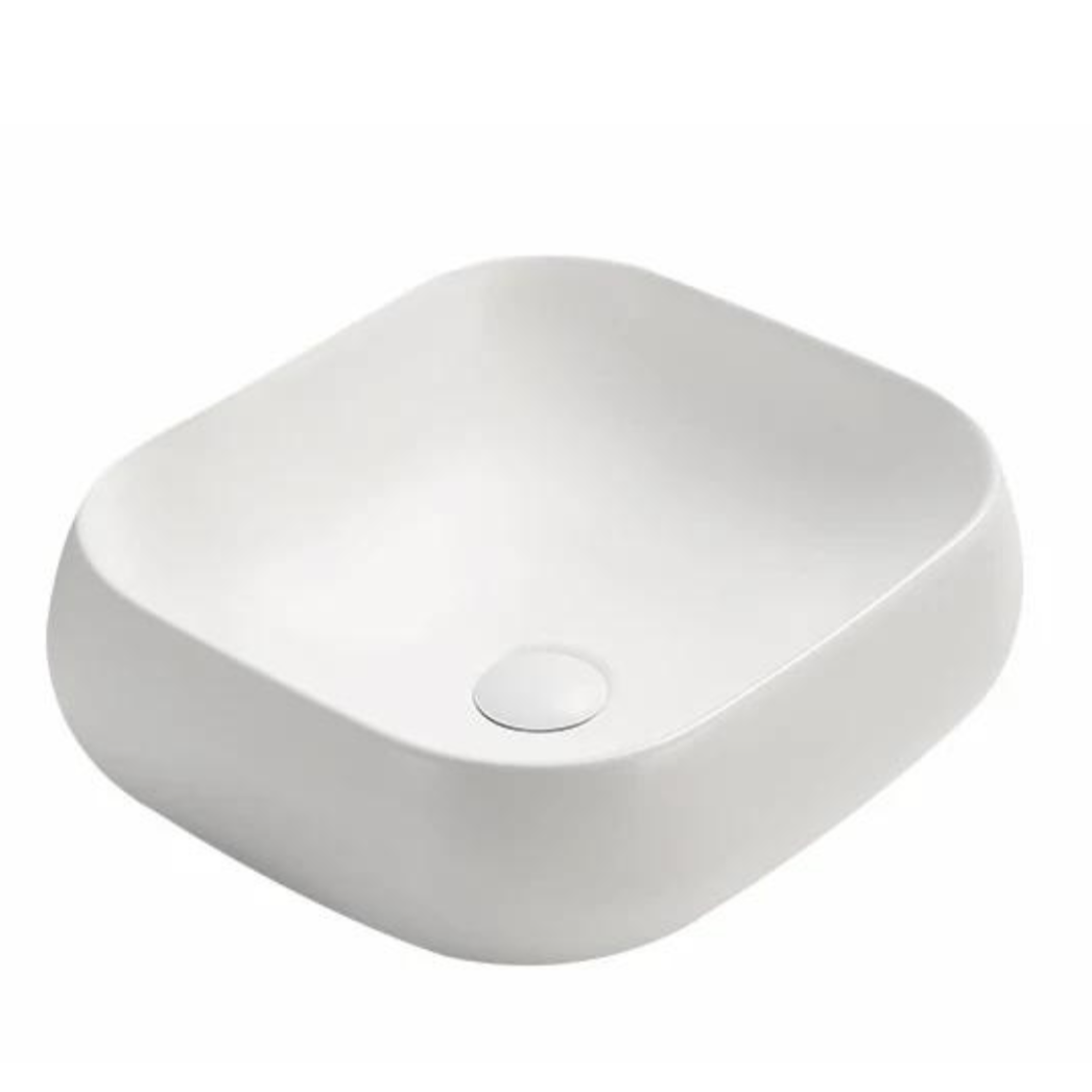 Hot Sale! Poseidon Rectangle Matte White Ceramic Above Counter Basin (450x400x145mm)