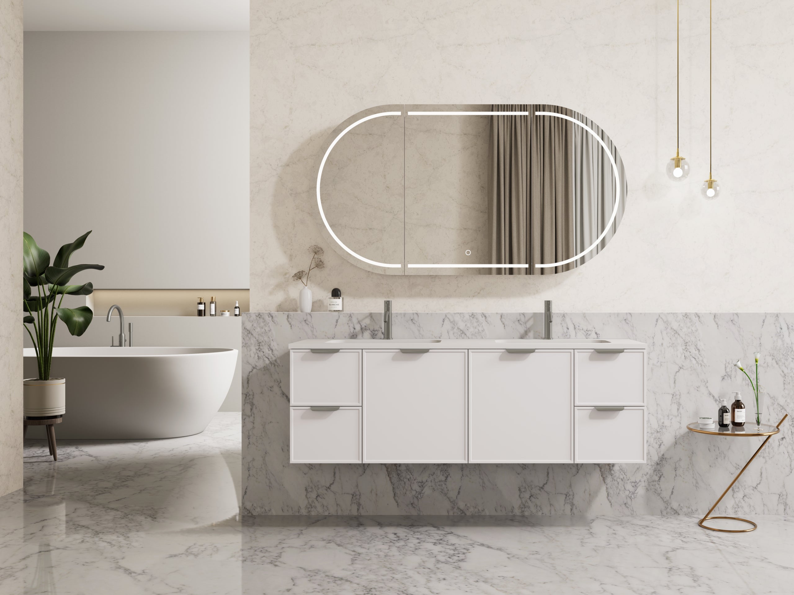 Hot Sale! Miami 1500mm Wall Hung PVC Bathroom Vanity in Matte White (Single/Double Bowl)
