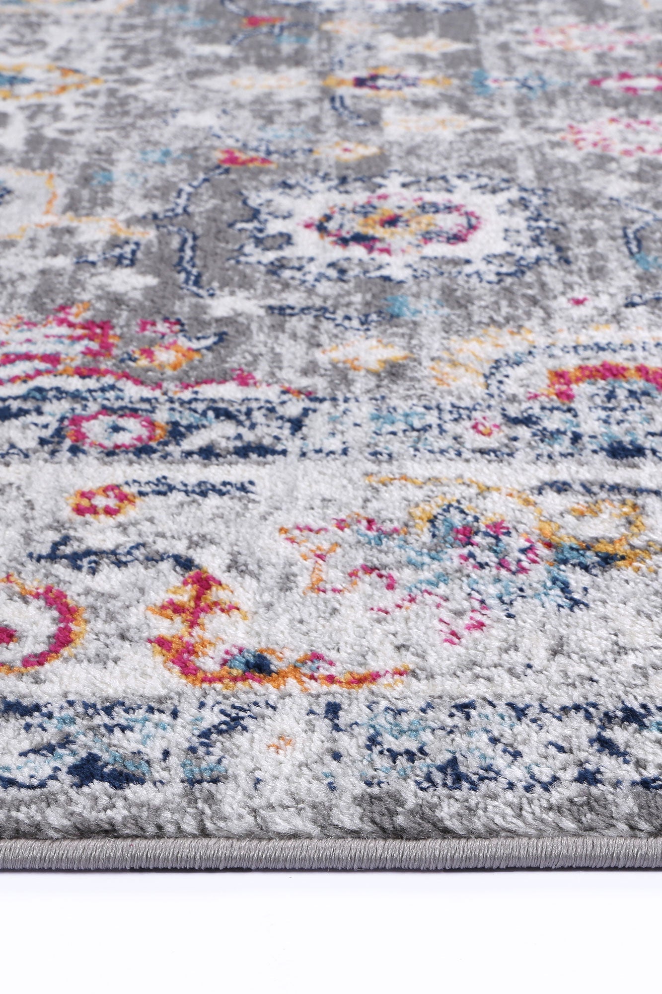 Ligures Grey Multi Traditional Rug - Trendy & Durable