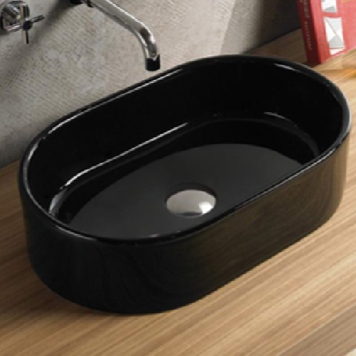 Hot Deal! POSEIDON Oval Gloss Black Basin (550x350x140)