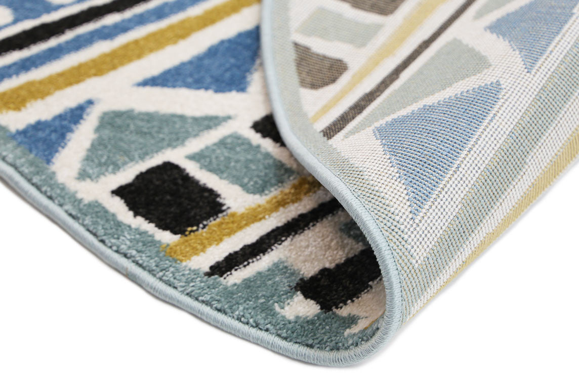 Hot! Piccolo Tribal Kids Rug in Blue and Yellow
