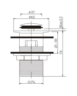 Chrome-Plated Solid Brass Pop Up Waste with Overflow for 32mm Basin Drain