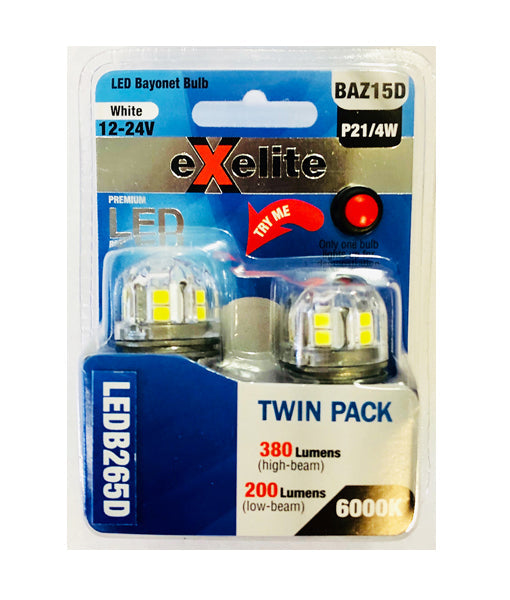 Exelite 2-Pack LED Bayonet Auto Globes - Special Offer