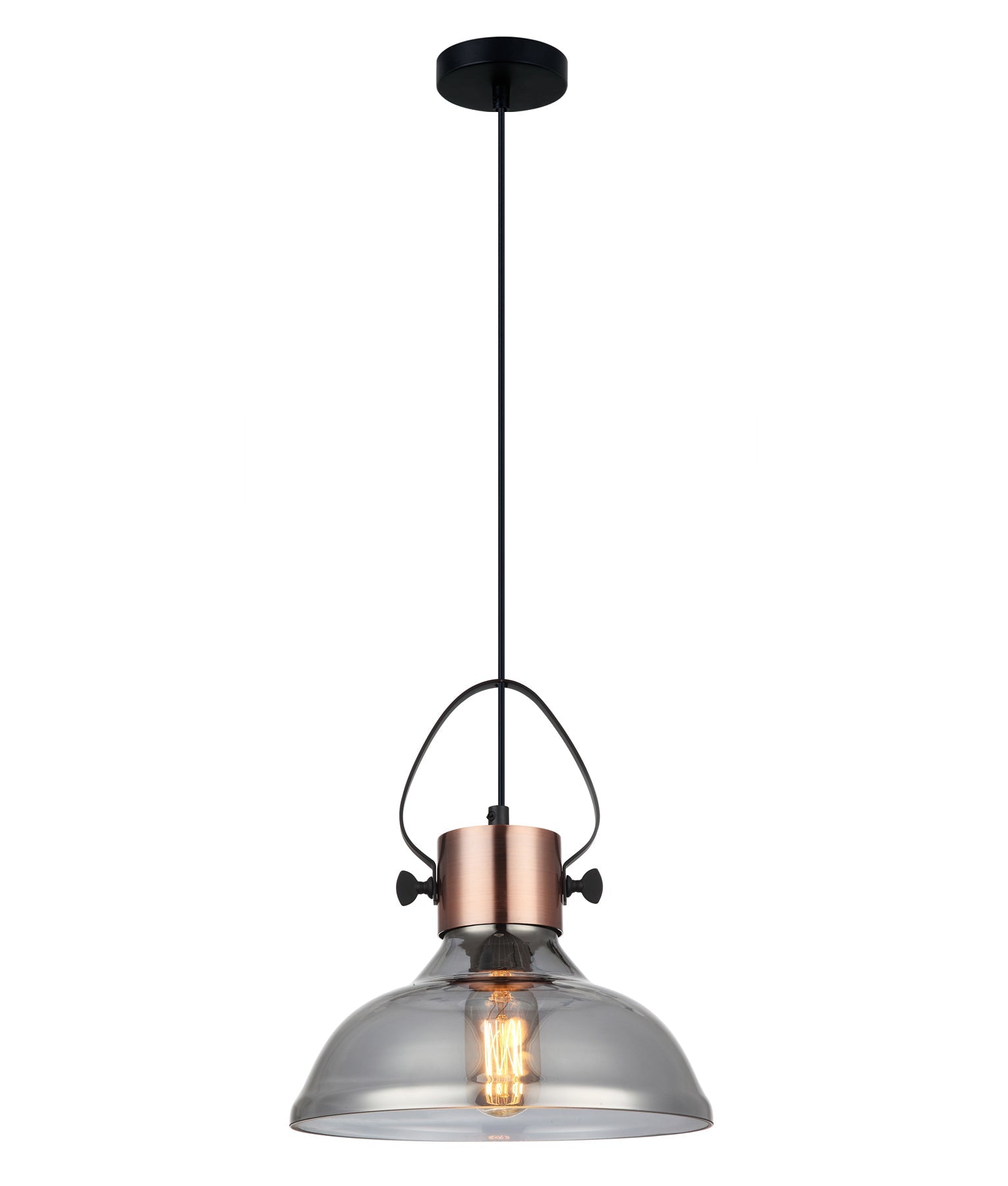 FUMOSO Retro Style Smoke Glass Dome-Shaped Single Pendant Light