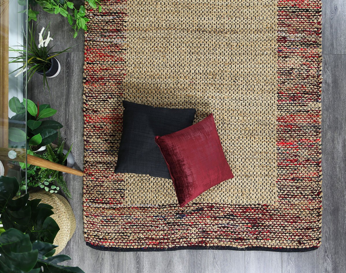 Exclusive Mahal Multi - Colour Border Jute Rug on Sale