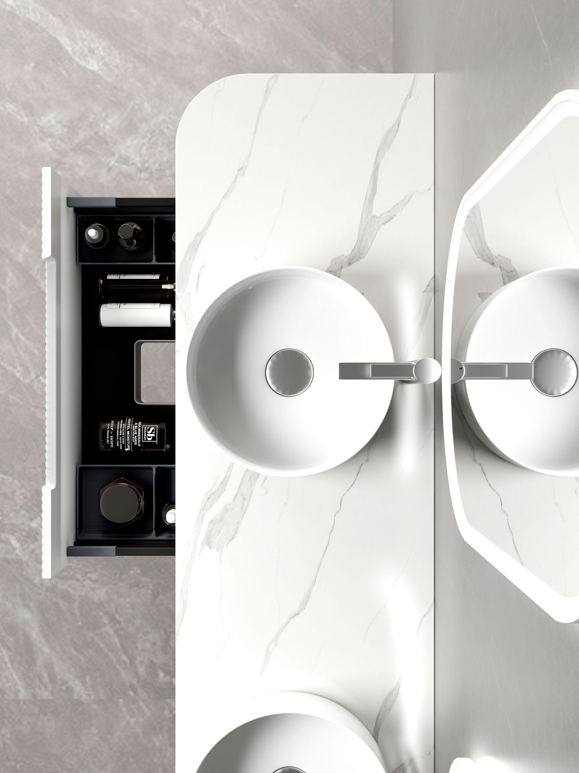 PETRA MARK II Wall - Hung Curved Vanity in Matte White, All Sizes Available, Ideal for Your Bathroom