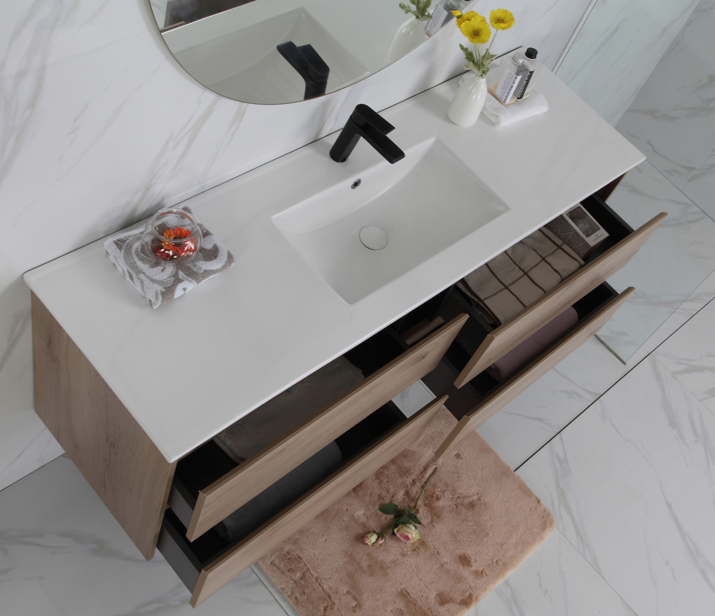 Exclusive MAX MDF Wall Hung Vanity in Natural Oak (All Sizes)