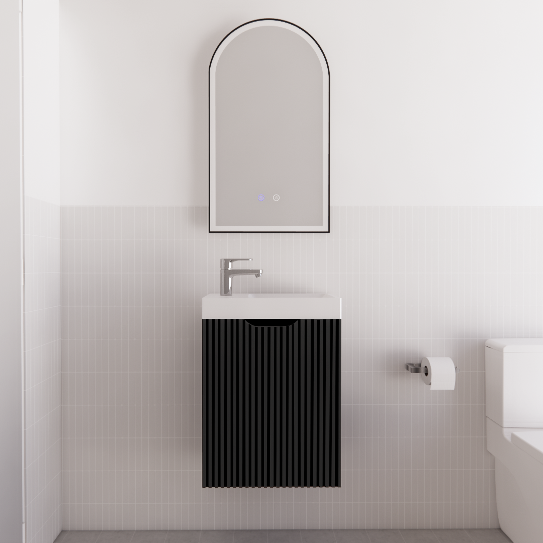 Hot Sale! ABS Matte Black Vienna Mini Wall - Hung Single - Bowl Vanity 450 for Small Bathrooms