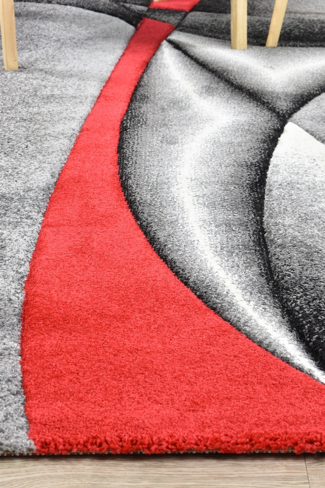Stylish Novus 56A Rug in Grey and Red Tones