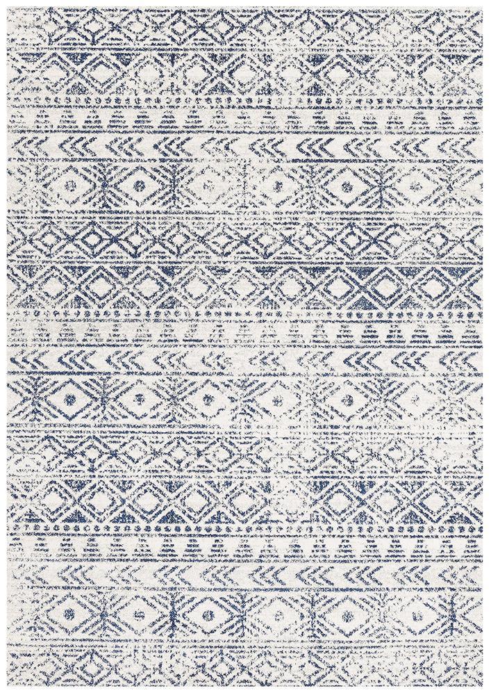 Ismail Oasis Rustic White and Blue Polypropylene Rug