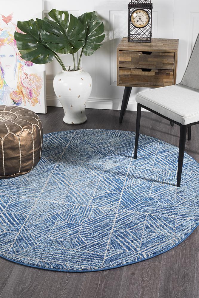 Hot Deal! Oasis Kenza Navy Round Contemporary Rug