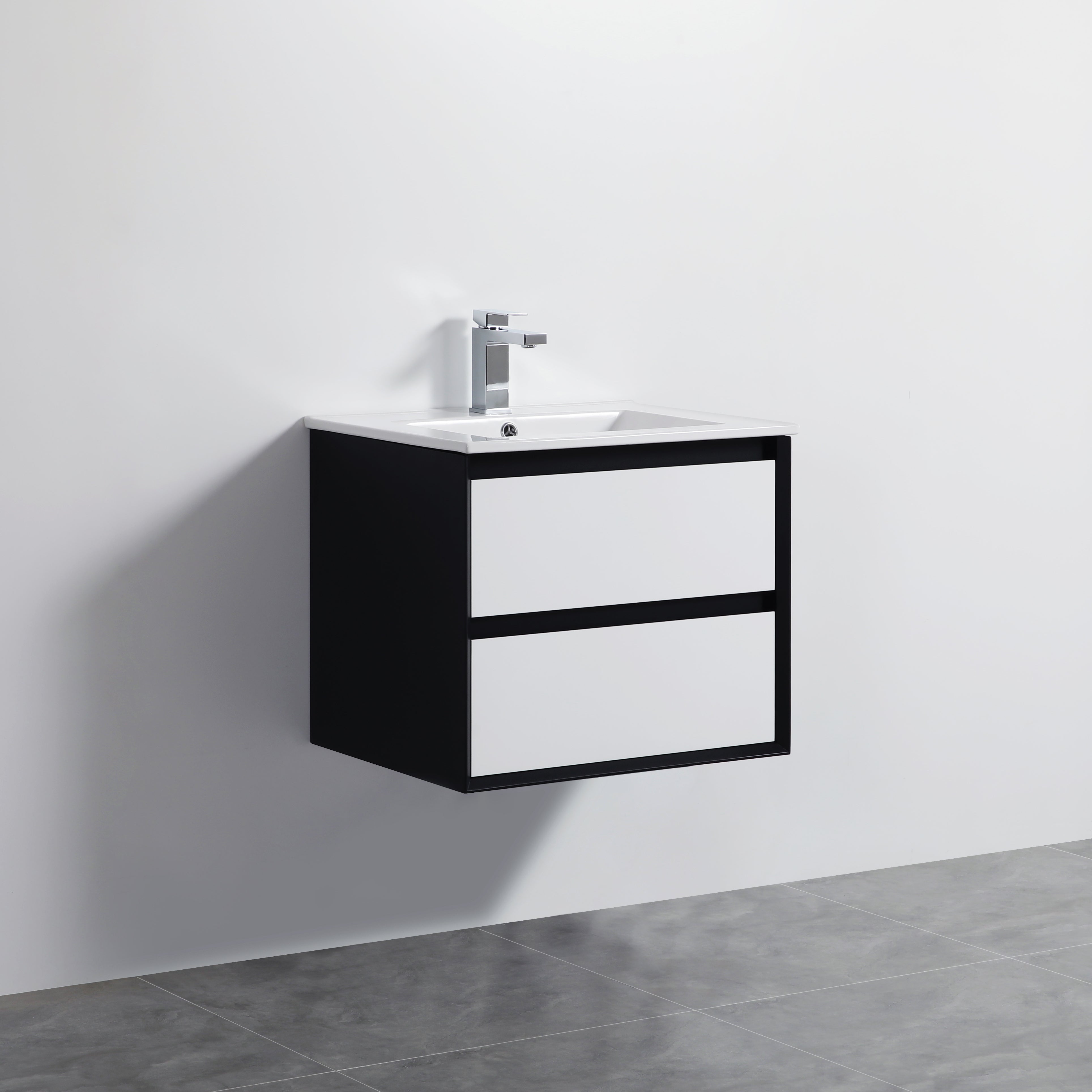 Hot Deal! Petra 600mm PVC Wall-Hung Vanity in Black & White