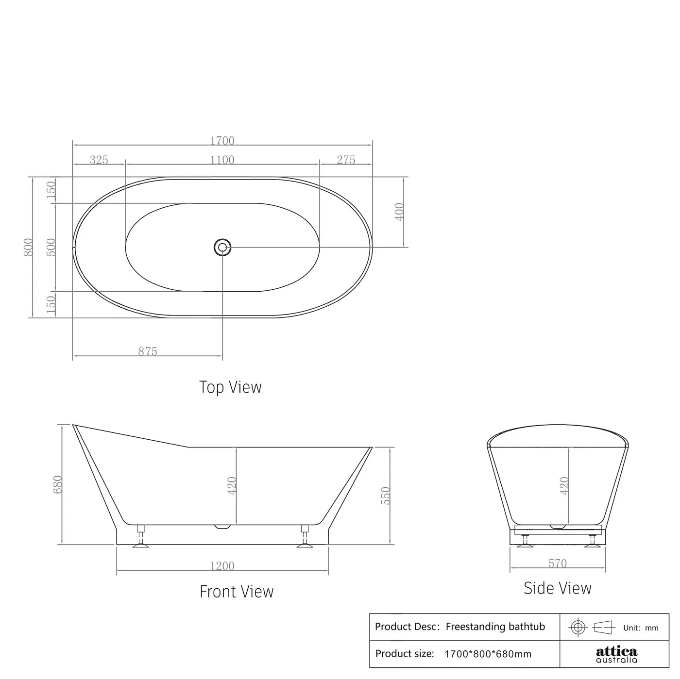 Exclusive Offer! Medina Freestanding Non - Overflow Sanitary Bathtub for Federation, Victorian and Hamptons Bathrooms