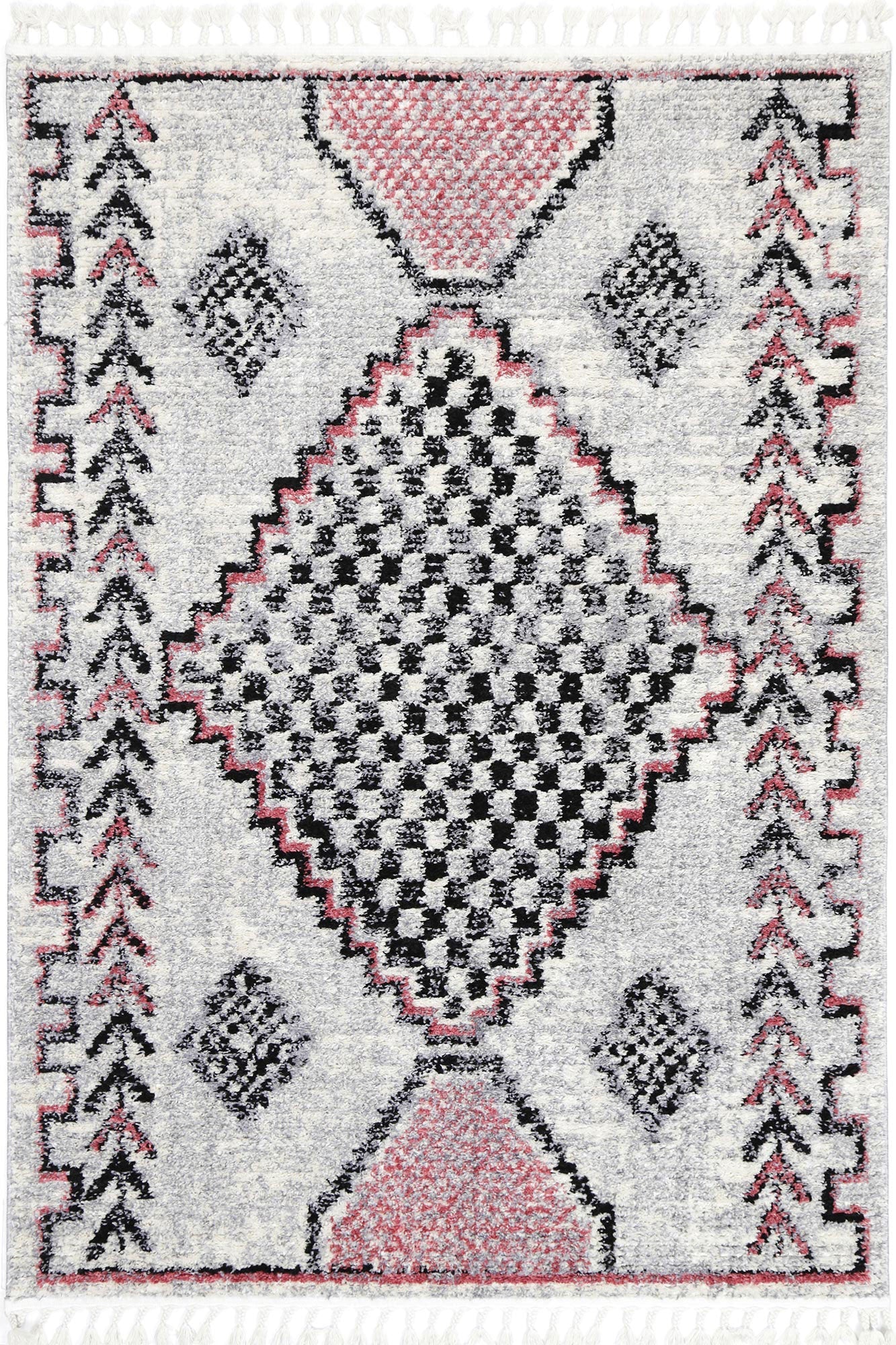Stylish Myk Multi Pink Geometric Bohemian Area Rug for Living Room