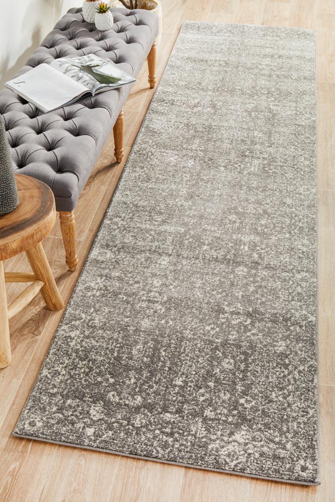 Stylish Evoke Pigeon Grey Transitional Power - Loomed Runner Rug