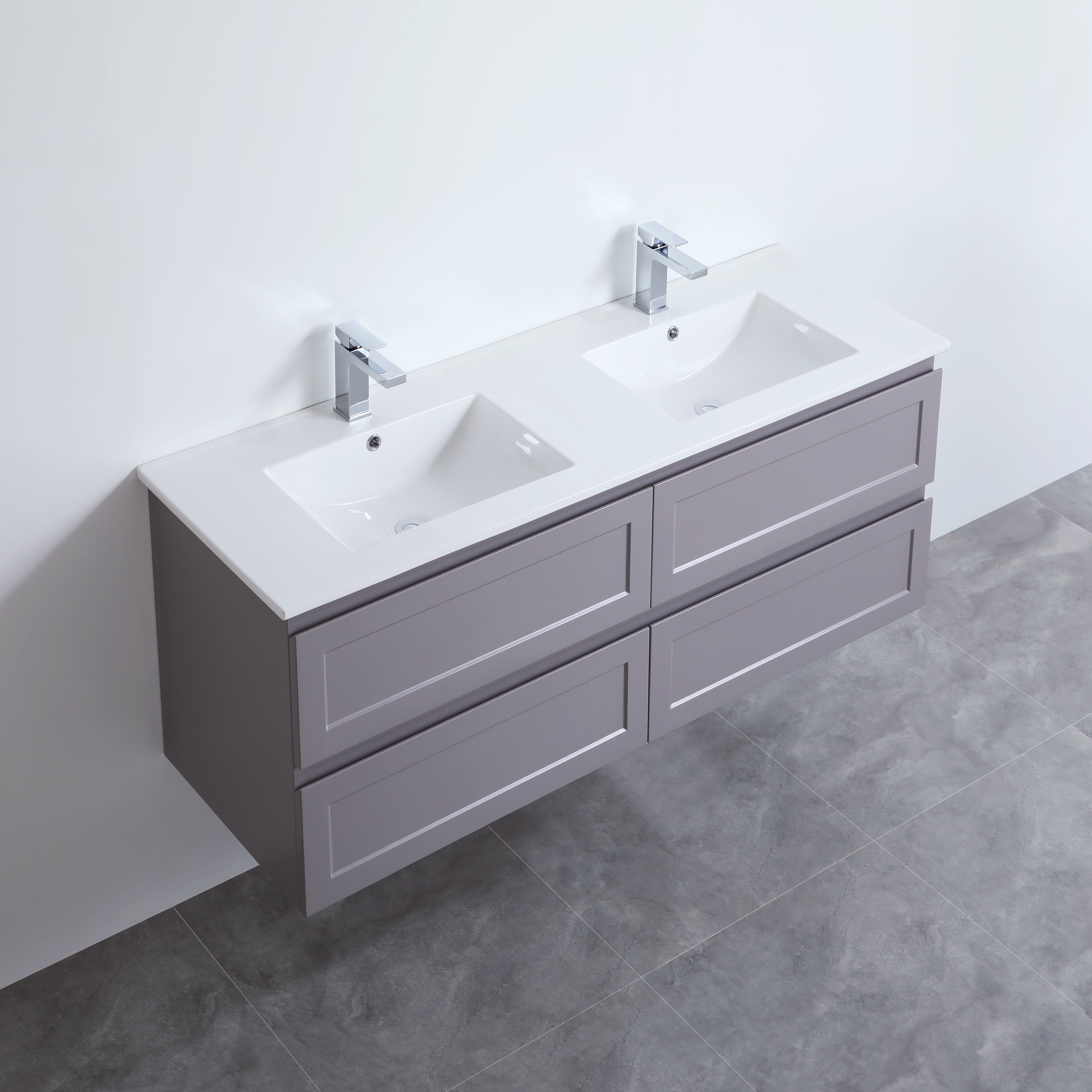 1500mm Fremantle Wall - Hung PVC Vanity in Matte Grey (Single/Double Bowl)