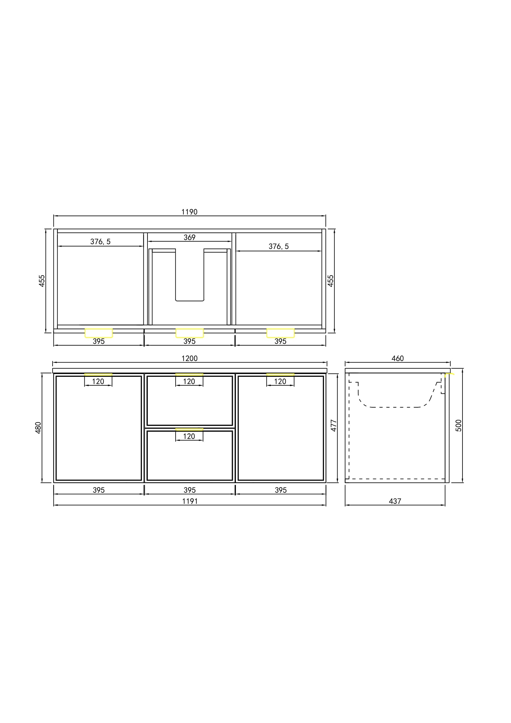 1200mm Miami Wall - Hung PVC Vanity Cabinet in Matte Black (Single/Double Bowl)