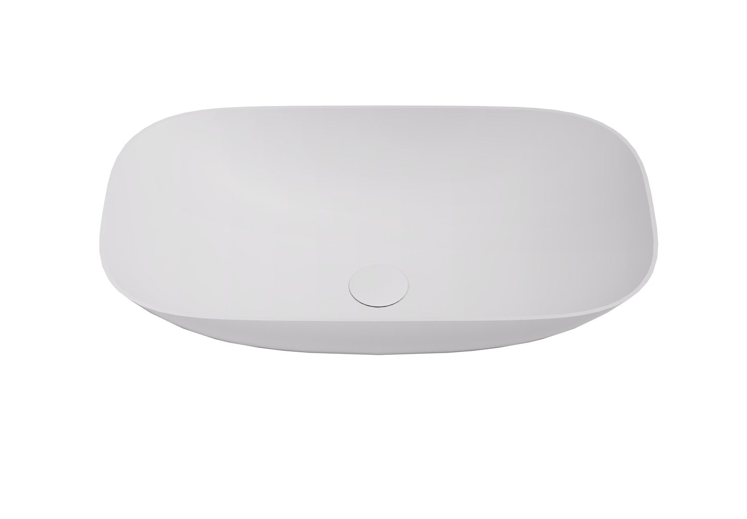 Percy Poseidon Square Matte White Cast Stone Basin (630x360x150mm)