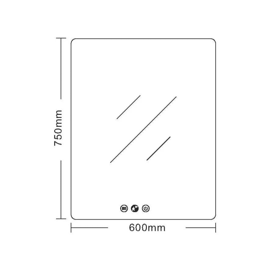 600x750mm Frameless LUNA LED Rectangular Mirror for Modern Bathrooms