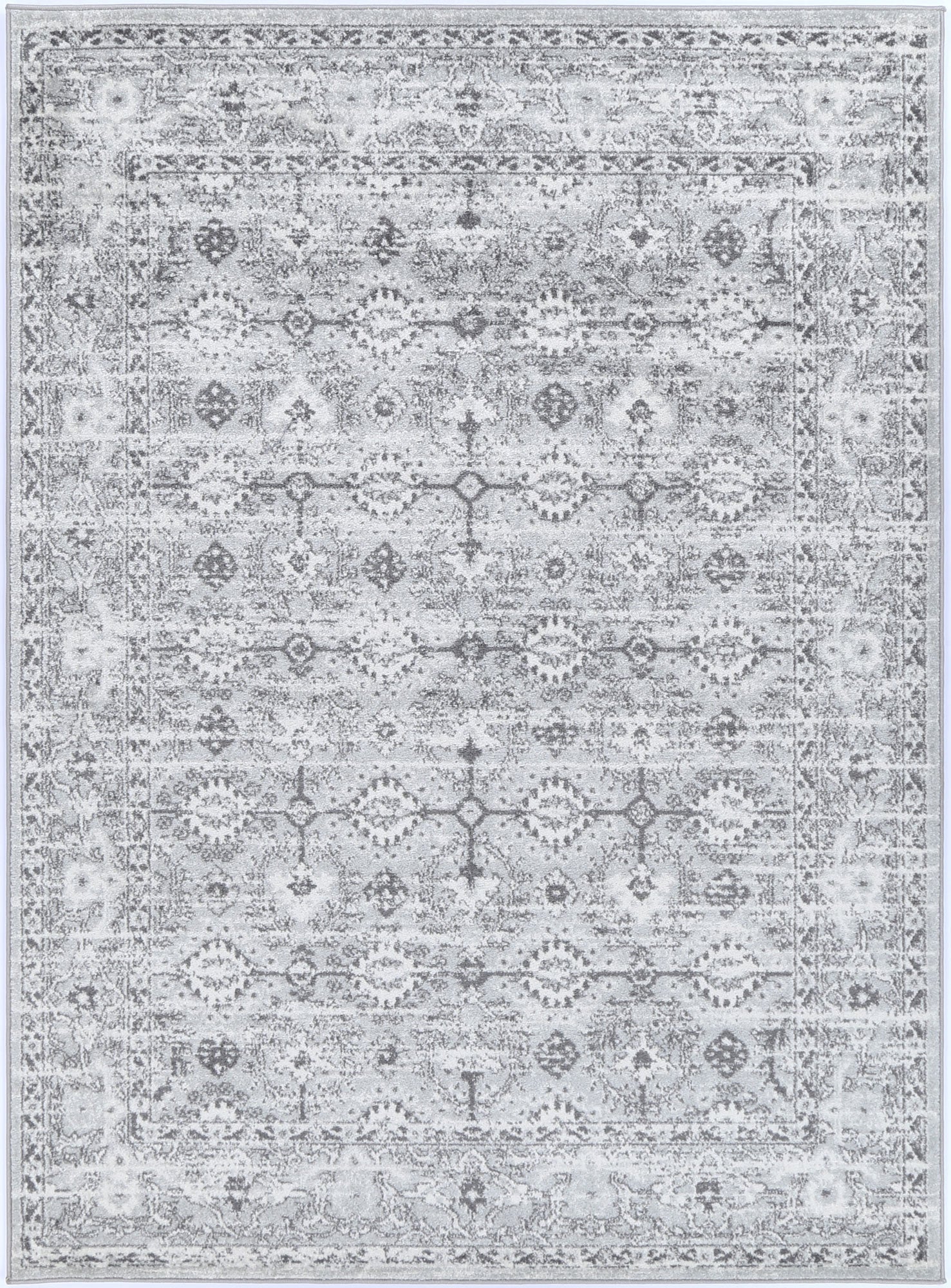 Stylish Grey and White Ancient-Style Ligures Rug for Modern Spaces