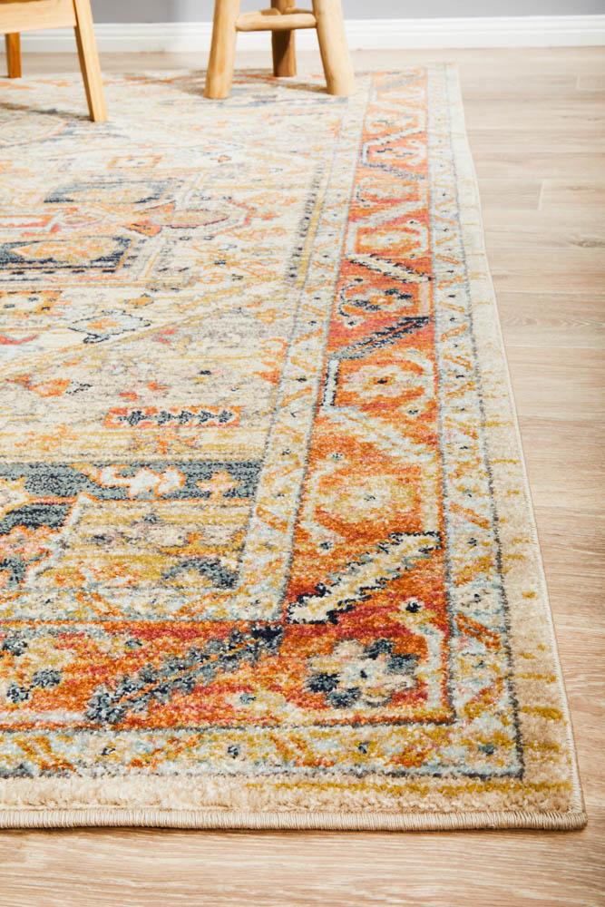 100% Polypropylene Legacy Rust Rug with Faded Persian Design, Made in Turkey