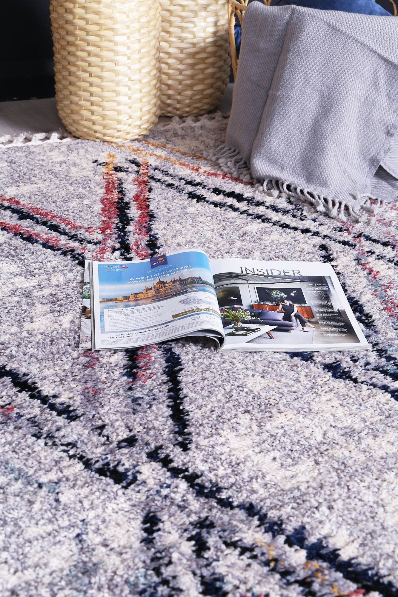 Stylish Grey Multi - Line Rug from Myk Collection