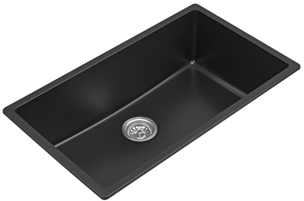 790 x 460mm Single Bowl Fomos Sink - Durable Black Granite