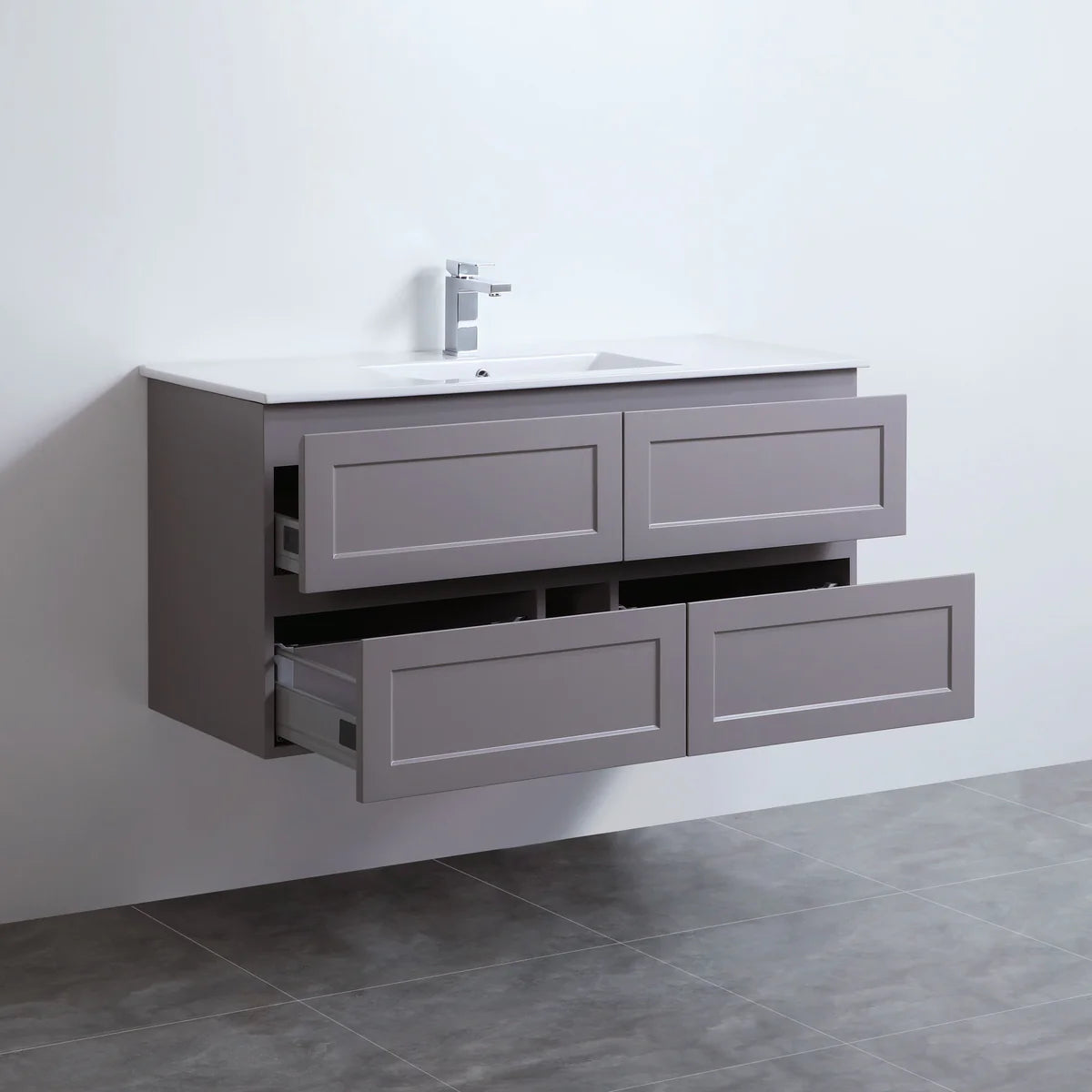 1200mm Fremantle Wall - Hung PVC Vanity in Matte Grey (Single or Double Bowl)