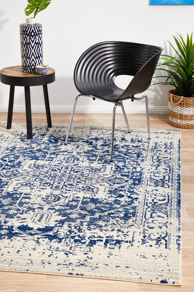 Hot! Evoke Horizon White Navy Transitional Rug