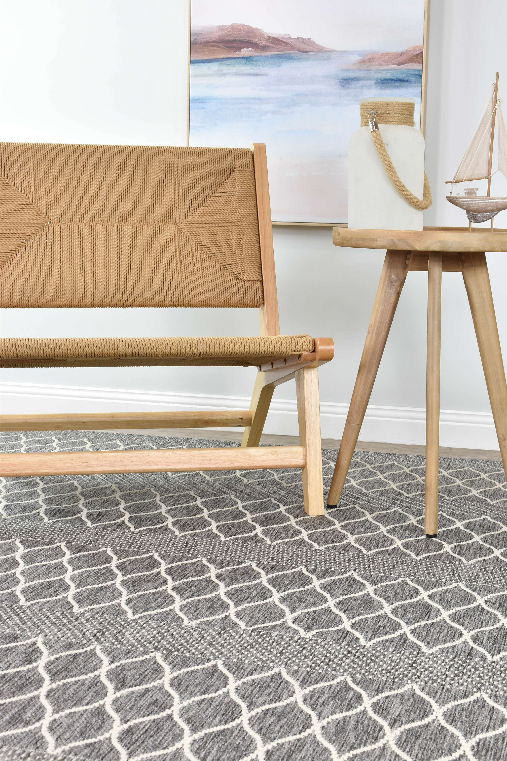 Affordable and Durable Alaska Grey Machine - Made Polypropylene Rug for Indoors and Outdoors