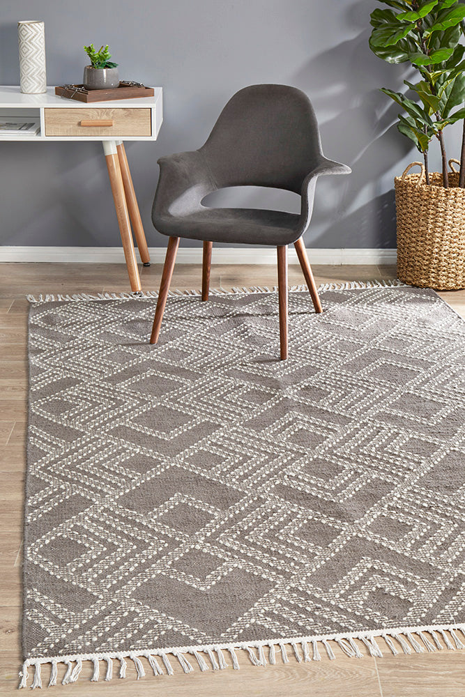 Miller Grey Symphony Rhythm Hand - Loomed Wool Rug