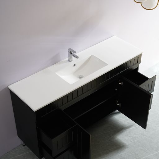 1500mm Acacia Shaker PVC Floor Vanity with Single/Double Bowl Option