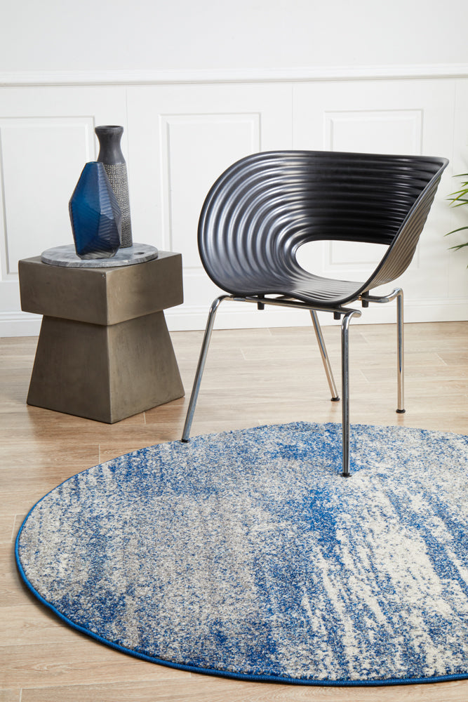 Modern Blue Grey Round Mirage Casandra Dunescape Rug - Trendy & Timeless Offer