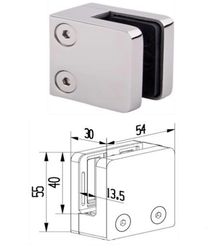 Hot Sale: Square Front-to-Wall/Square Post Glass Clamp