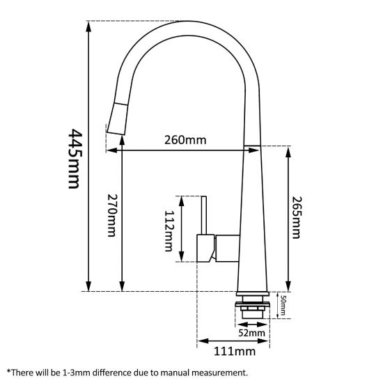 High - Quality Chrome Finish Pull - Out Solid Brass Kitchen Mixer
