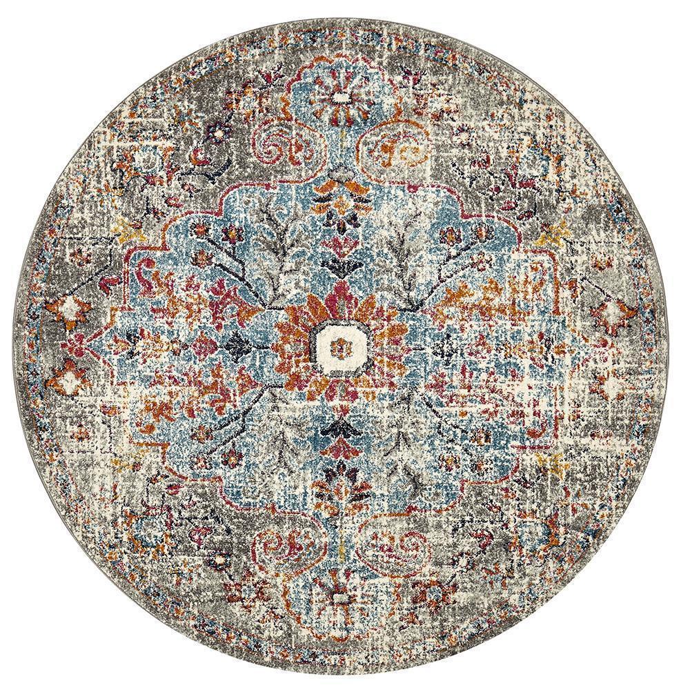 Huxley Museum-Style Multi-Colored Round Polypropylene Rug