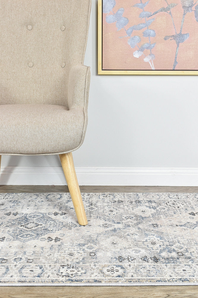 Hot Deal! Medina Blue & Light Grey Runner Rug 0320C