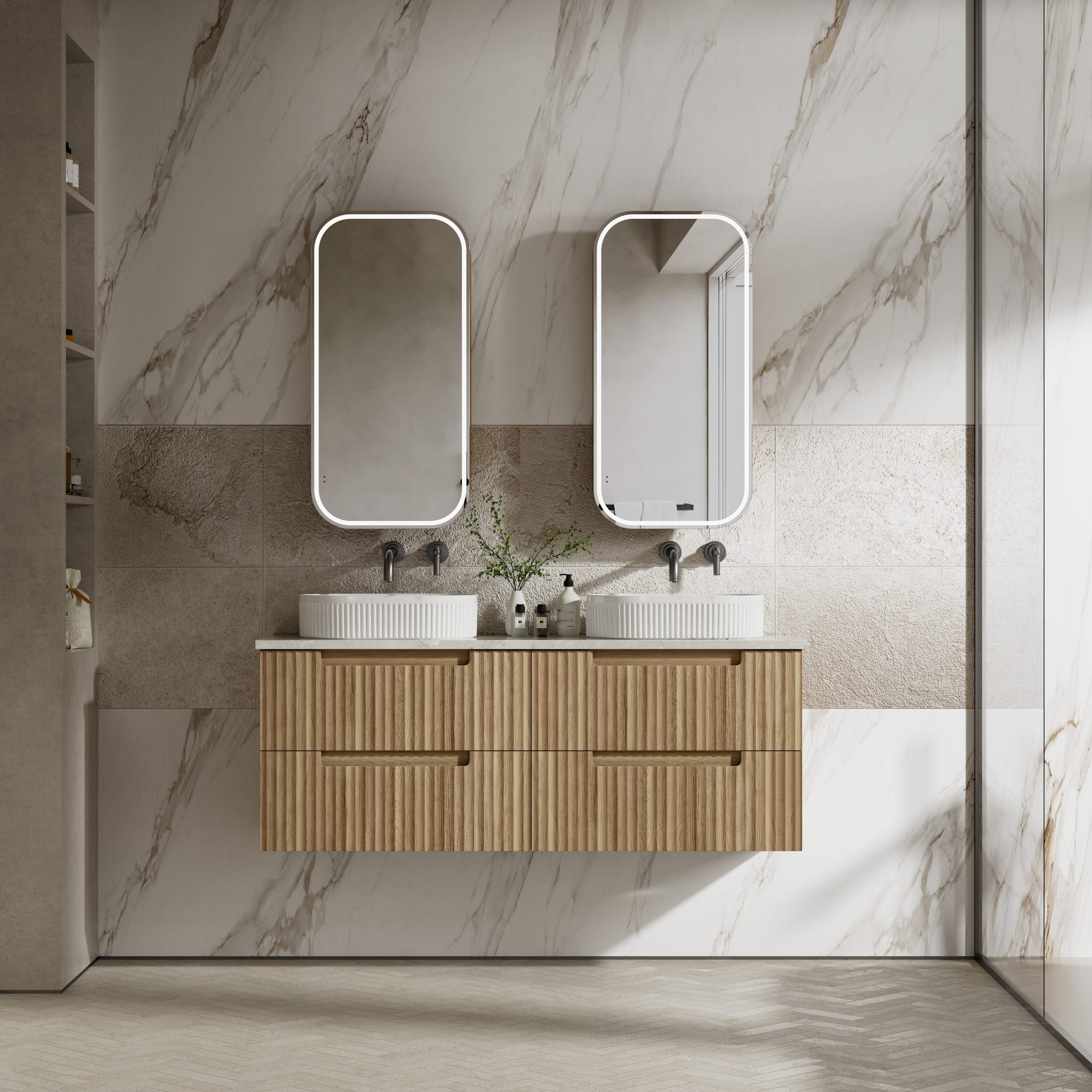 Lovina Tier Wall Hung Vanity in Harvest Oak - All Sizes Available