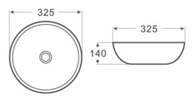POSEIDON Round Ultra Slim White Ceramic Basin (325x325x140)