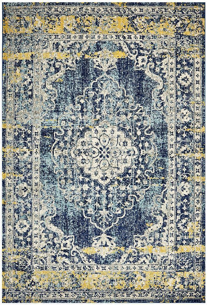Stylish Museum Wilson Navy Hand - Machine Loomed Polypropylene Rug