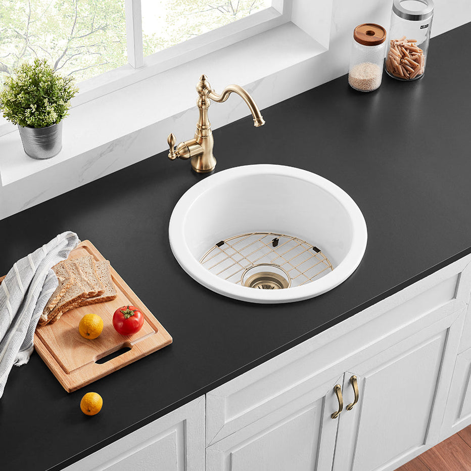 Hot Deal! Camden Gloss White Fireclay Undermount Kitchen Sink 470x228mm
