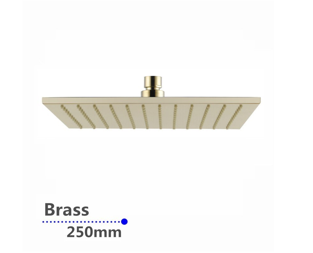 Special Offer! 250mm AQU Brushed Gold Solid Brass Square Shower Head
