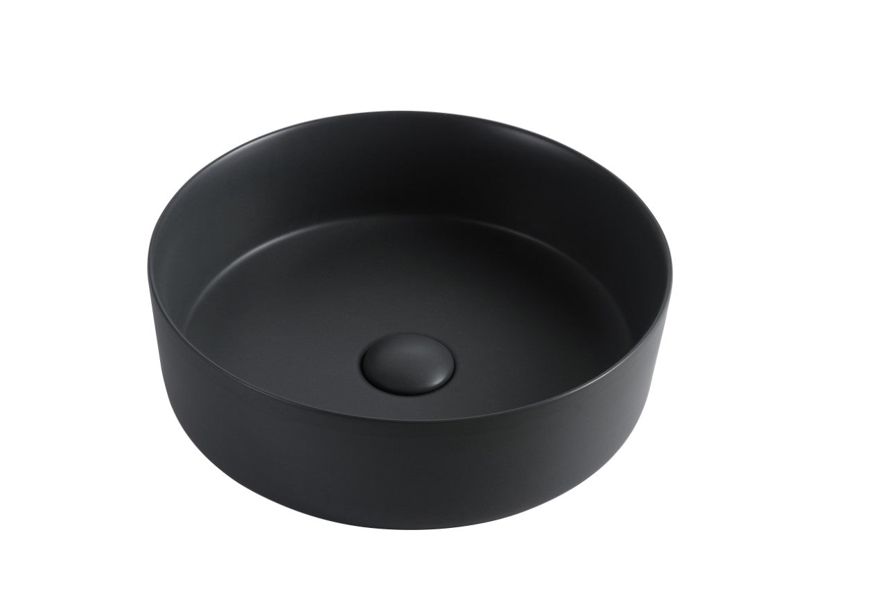 360mm Round Matt Black ABS Ceramic Above Counter Basin